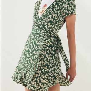 Kimchi Blue Green Floral Wrap Dress